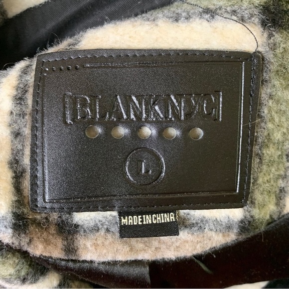 BLANKNYC Plaid Shacket Wool Blend Jacket Women's Large | Snap Button Overshirt - Picture 3 of 11
